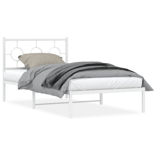 vidaXL Bettgestell mit Kopfteil Metall Weiß 100x190 cm, 376269