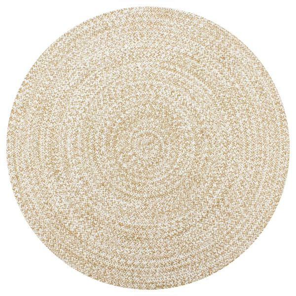 vidaXL Teppich Handgefertigt Jute Weiß und Natur 150 cm, 133724