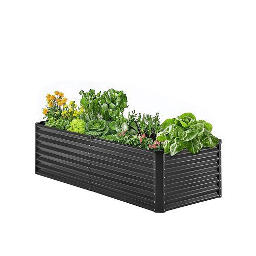 VEVOR Hochbeet Metall 1800x895x600mm, verzinkter Pflanzkasten, offen, für Gemüse/Blumen/Kräuter/Sukkulenten, dunkelgrau, JSFXZZCZFXSLG0SR1V0