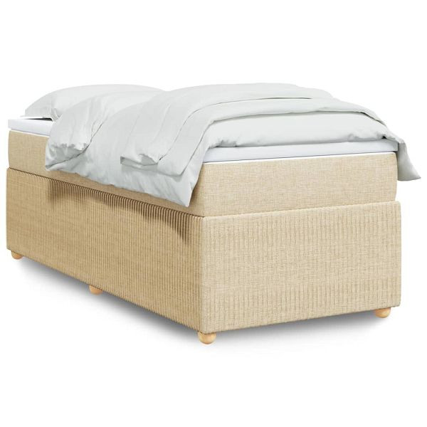 vidaXL Boxspringbett mit Matratze Creme 90x190 cm Stoff, 3285537