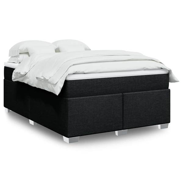 vidaXL Boxspringbett mit Matratze Schwarz 140x190 cm Stoff, 3285132