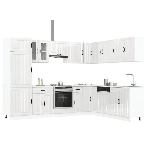 vidaXL 14-tlg. Küchenschrank-Set Lucca Hochglanz-Weiß Holzwerkstoff, 3314983