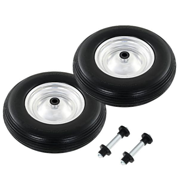 vidaXL Schubkarrenräder 2 Stück mit Achsen Massives PU 4,00 - 8 390 mm, 142979
