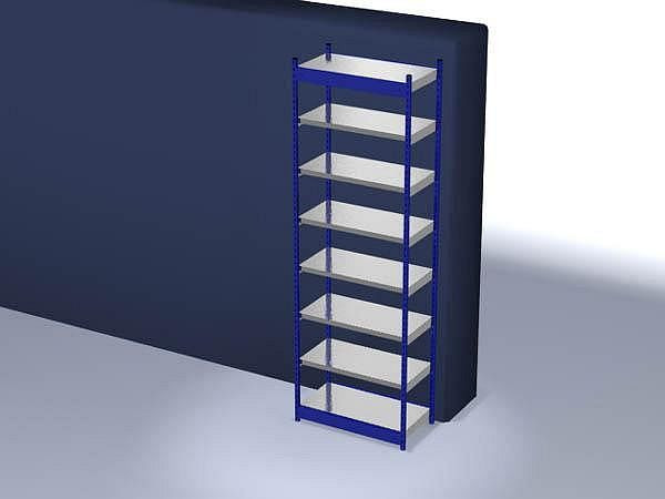 hofe Fachboden-Grundregal, 3000x500x1000 mm, 7 Fachebenen, verzinkt / RAL 5010, 200 kg Fachlast, 2000 kg Feldlast, einseitige Bedienung, RFG305010ME