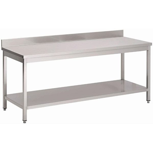 Gastro M Arbeitstisch aus Edelstahl mit Aufkantung und Regalboden 100cm, GS039