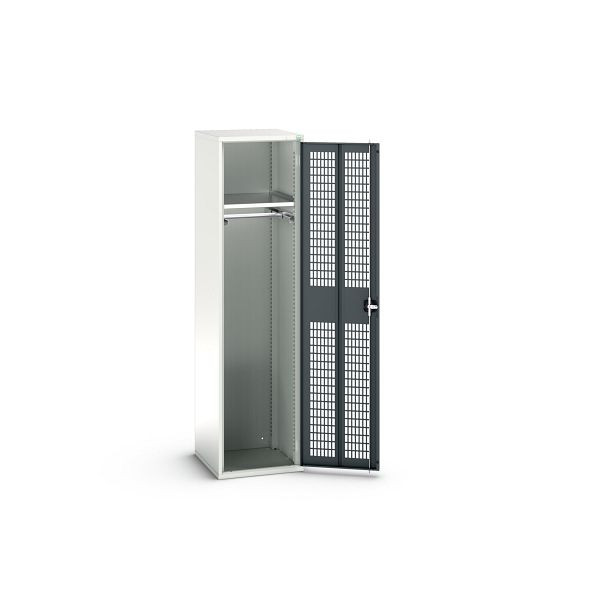 bott verso Garderobenschrank mit Belüftung, mit 1 Fachboden und 1 Kleiderstange, BxTxH: 525 x 550 x 2000 mm, Lichtgrau / Anthrazitgrau, 16926724.19