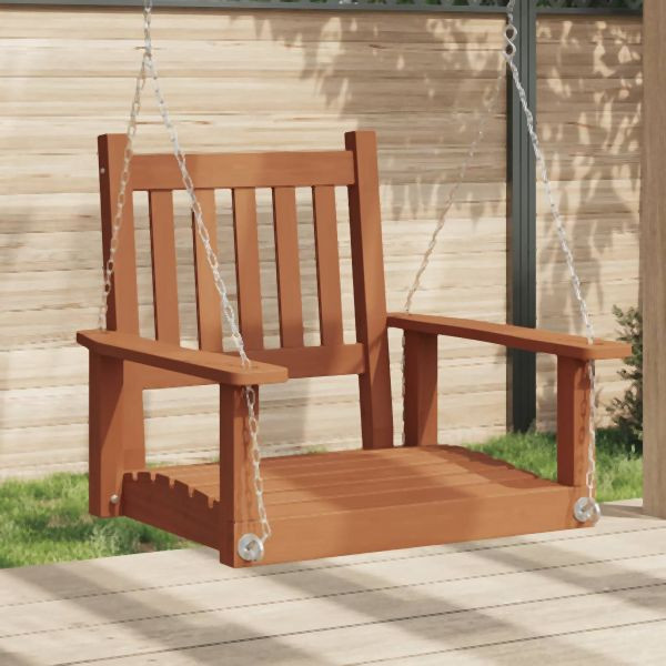 vidaXL Garten-Hängestuhl mit Metallketten Braun Massivholz Tanne, 4008975
