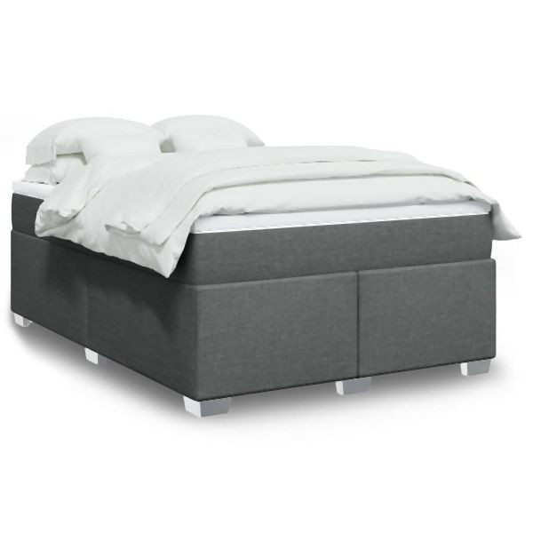 vidaXL Boxspringbett mit Matratze Dunkelgrau 160x200 cm Stoff, 3285145