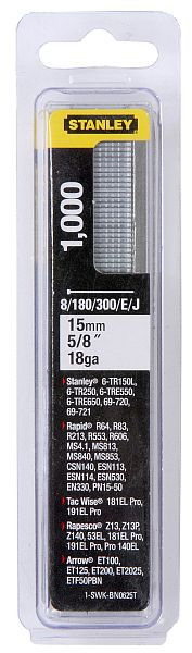 Stanley Versenknägel 15mm Typ J-18GA, VE: 1000 Stück, 1-SWK-BN0625T