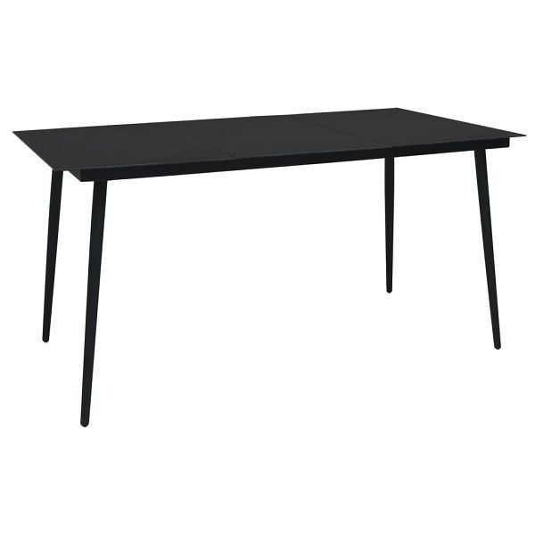 vidaXL Garten-Esstisch Schwarz 190x90x74 cm Stahl und Glas, 312159