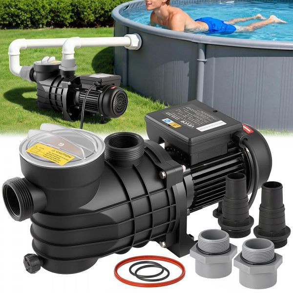 VEVOR Schwimmbadpumpe 250W, 11.700 L/H, 2850 U/min, 8 m Förderhöhe, mit Filterkorb, für Aufstellpools & Spas, DSYCGLBOZDS2DJMP6001V2
