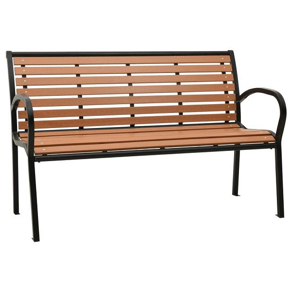 vidaXL Gartenbank Schwarz und Braun 116 cm Stahl und WPC, 319579
