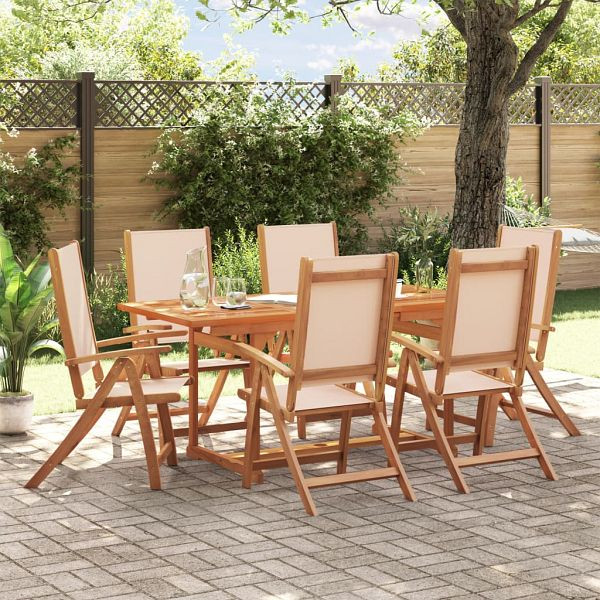 vidaXL 7-tlg. Garten-Essgruppe Massivholz Akazie und Textilene, 3279283