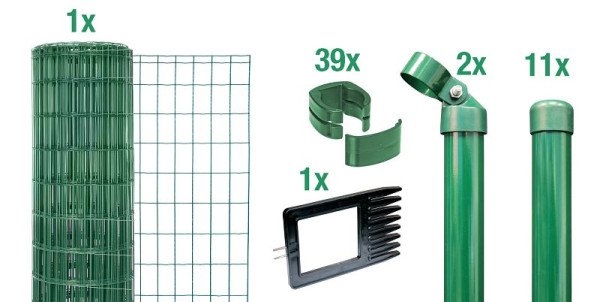 Alberts Fix-Clip Pro® als Zaun-Komplettset, zum Einbetonieren, Höhe: 100 cm, L: 25 m, grün, 633394