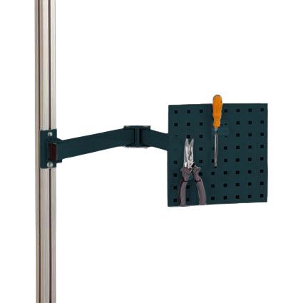 Manuflex Werkzeugträgerplatte für CANTOLAB und ALU, BxH 305 x 305 mm, mit Doppelgelenk-Schwenkausleger, Anthrazit, ZB8232.7016