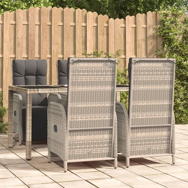 vidaXL 5-teilig Garten-Essgruppe mit Kissen Grau Poly Rattan, 3185031