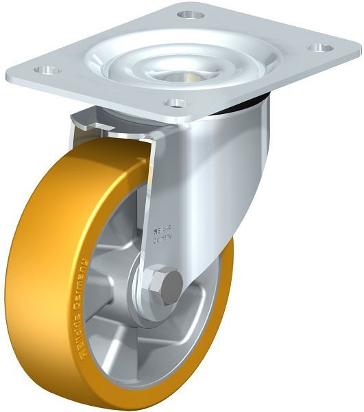 Blickle LK-ALTH 125K-3 Stahlblech-Lenkrolle, schwere Ausführung, mit Anschraubplatte, Blickle Extrathane®, Hellbraun, 265793