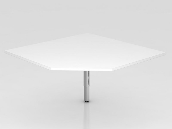 Hammerbacher Verkettungsplatte trapezförmig / Stützfuß eckig Weiß/Silber, Quadratform mit abgeschrägter Ecke, VRT12/W/S