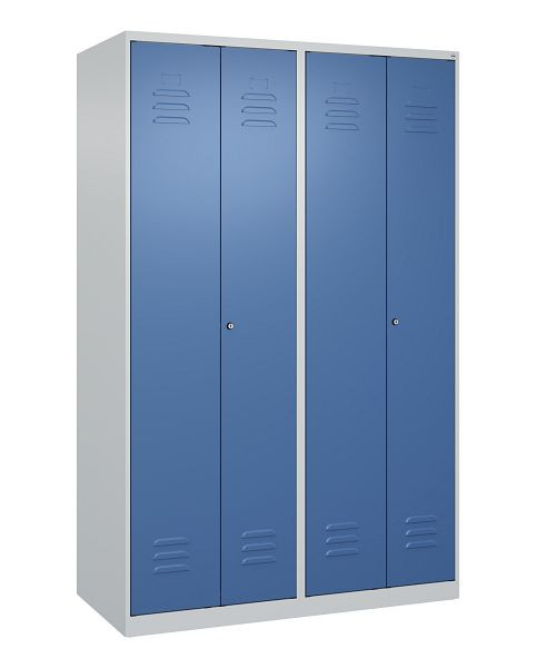 C+P Umkleidespind Classic PLUS, Doppel-Spind, 4 Abteile, 1850x1200x500mm, 7035/5023, Zylinderschlösser, 080002-40P S10000