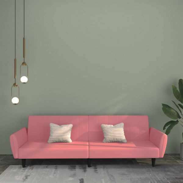 vidaXL Schlafsofa 2-Sitzer Rosa Samt, 375861, 8721012380141