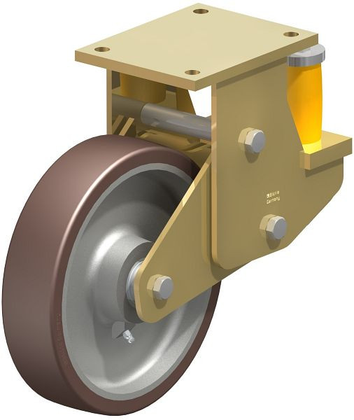 Blickle BSFE-GB 250K Stahlgeschweißte Schwerlast-Bockrolle mit Polyurethanfeder, Blickle Besthane®, Braun, 755417