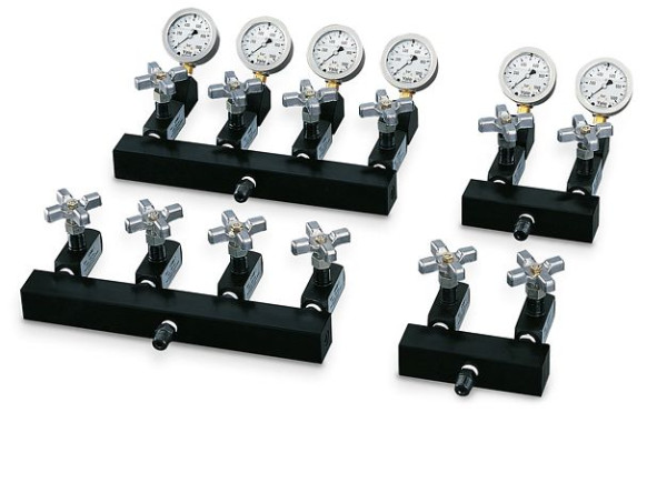 YALE MY-44-GYA 4-fach Verteiler mit 4 Absperrventilen und 4 Manometern, N14101025