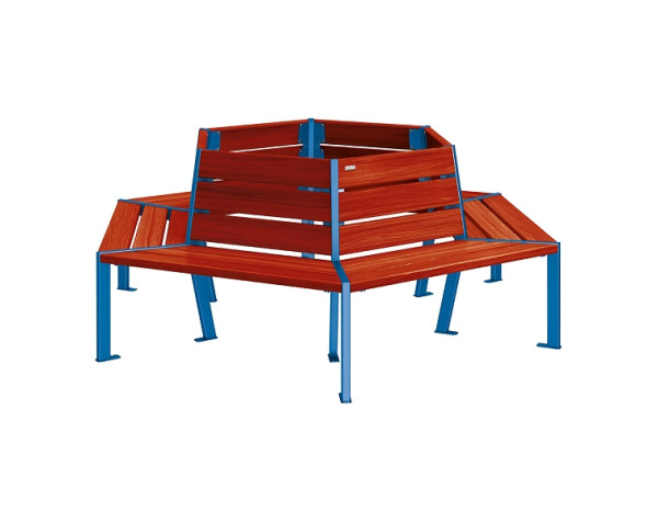 Procity Baum-Rundbank Silaos, Stahl Und Holz, Innendurchmesser 1000 mm, Mahagoni/RAL 5010, 209648.5010.ACAJ