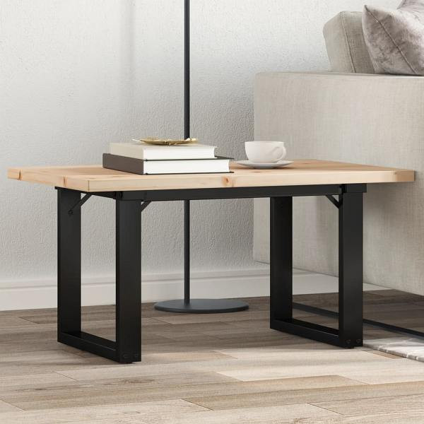 vidaXL Couchtisch O-Gestell 80x50x40,5cm Massivholz Kiefer & Gusseisen, 3282728
