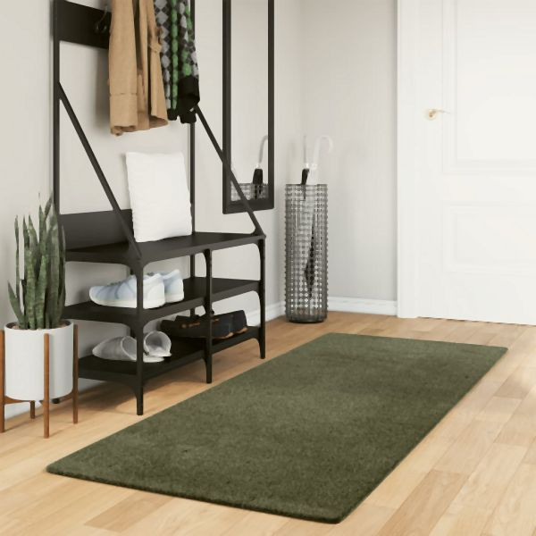 vidaXL Teppich HUARTE Kurzflor Weich und Waschbar Waldgrün 80x200 cm, 375091