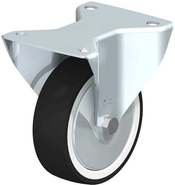 Blickle BK-POTH 125G-3-FA Stahlblech-Bockrolle, schwere Ausführung, mit Anschraubplatte, Thermoplastisches Polyurethan, Grau, 749215