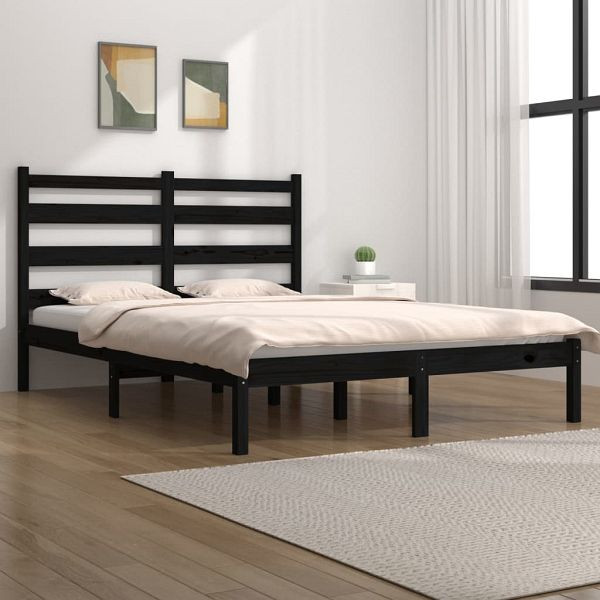 vidaXL Massivholzbett Schwarz Kiefer 140x190 cm, 3103632
