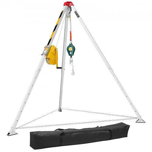 VEVOR Rettungsdreibein-Set mit Hebevorrichtung, 1179 kg Winde, 30 m Kabel, 1,6–2,45 m Höhe, Absturzsicherung, CGKSJJ500B26QBDGY001V0