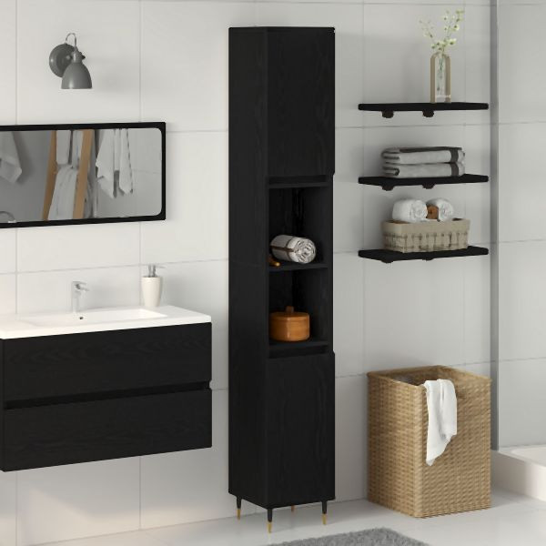 vidaXL Badezimmer Schrank Schwarz Eiche 30x30x190 cm Sythetisches Holz, 862881