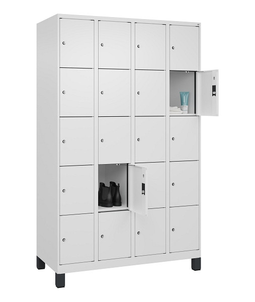 C+P Schließfachschrank Evolo PLUS, mit Füßen, 20 Fächer, 1950x1200x500mm, 9016/9016 Verkehrsweiß, 049010-405 S10020