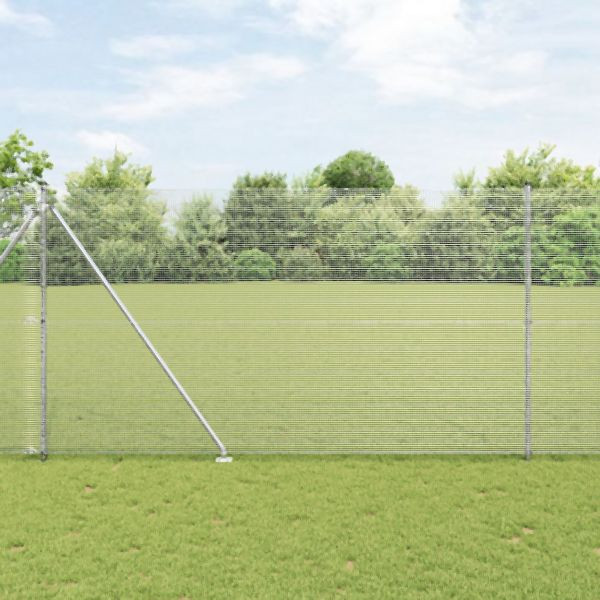 vidaXL Geschweißter Drahtzaun mit 13 Pfosten 1,5x25 m galvanisierter Stahl, 3351973