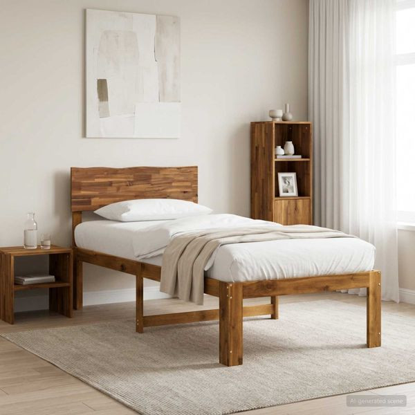 vidaXL Einzelbettgestell mit Kopfteil ROSTOCK Natur 90 x 200 cm, 903372