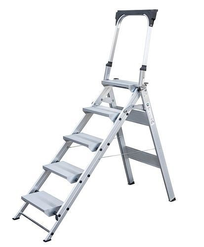 Krause Klapptreppe aus Aluminium, mit Haltebügel und 5 Stufen, 274492