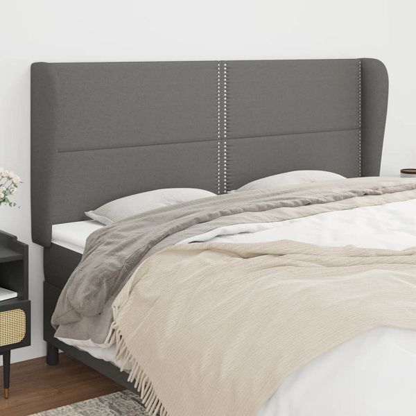 vidaXL Kopfteil mit Ohren Dunkelgrau 203x23x118/128 cm Stoff, 3117839