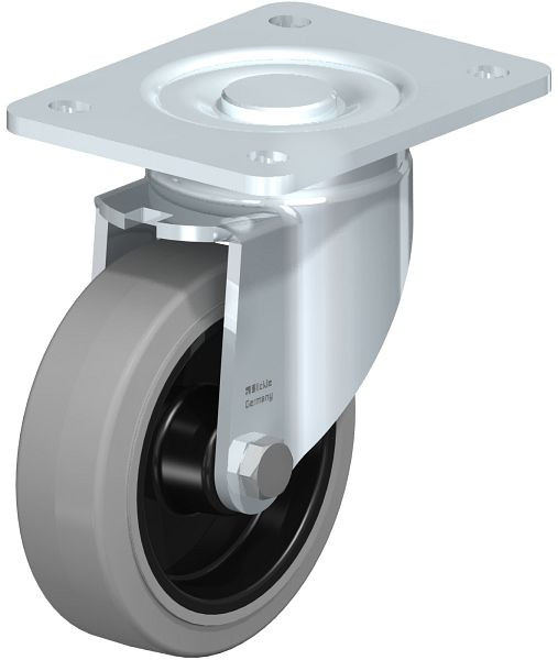 Blickle LH-POEV 125R-3-SG Stahlblech-Lenkrolle, Schwerlast-Ausführung, mit Anschraubplatte, Elastik-Vollgummi, Grau, 232504