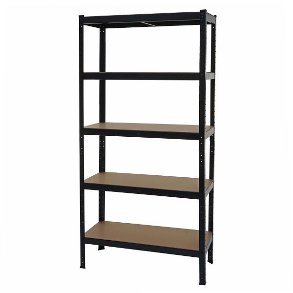 Mendler Schwerlastregal HWC-E33, Kellerregal Steckregal Lagerregal, 875kg Stahl 5 Böden, schwarz 180x90x40cm, 65411