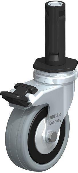 Blickle LRA-VPA 75G-FI-FA-ER02 Apparate-Lenkrolle mit Expander & Feststeller, Vollgummi, Grau, 847989
