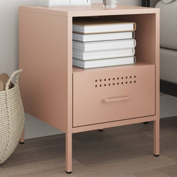 vidaXL Nachttisch Rosa 36x39x50,5 cm Kaltgewalzter Stahl, 843056