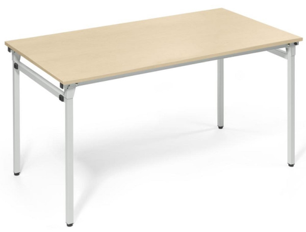 Deskin 4-Fuß-Klapptisch, Platte Ahorndekor, Gestell Alusilber RAL 9006, B 1400 x T 700 x H 720 mm, 284199