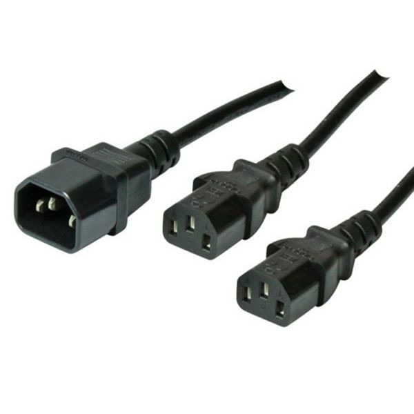 S-Conn Y-Netzanschlusskabel, Kaltgerätestecker an 2x Kaltgerätebuchse, 1,8 m, 60019