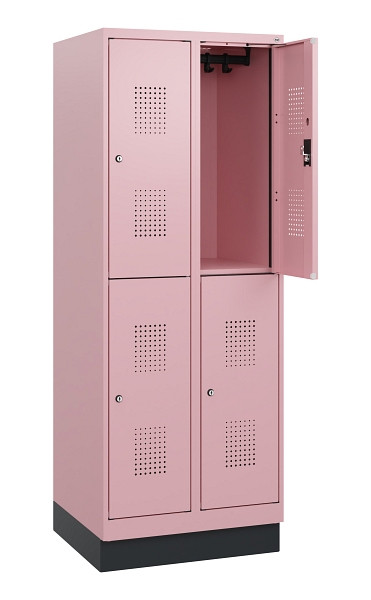C+P Doppelstöckiger Spind Evolo PLUS, Sockel, 4 Fächer, 1630x600x500mm, 3015/301, Zylinderschloss, 0493205-20 S10071