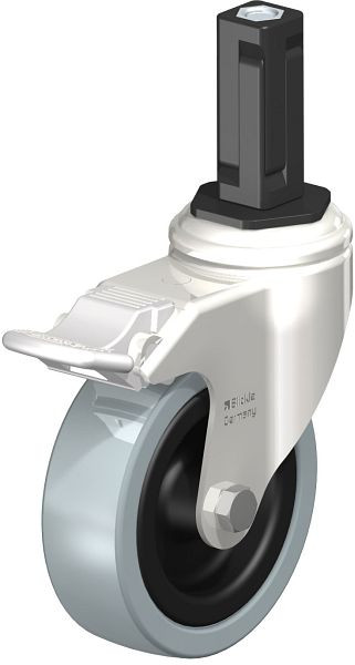 Blickle LKRXA-VPA 101G-11-FI-EXV13 Edelstahl-Apparate-Lenkrolle mit Expander & Feststeller, Vollgummi, Grau, 853261