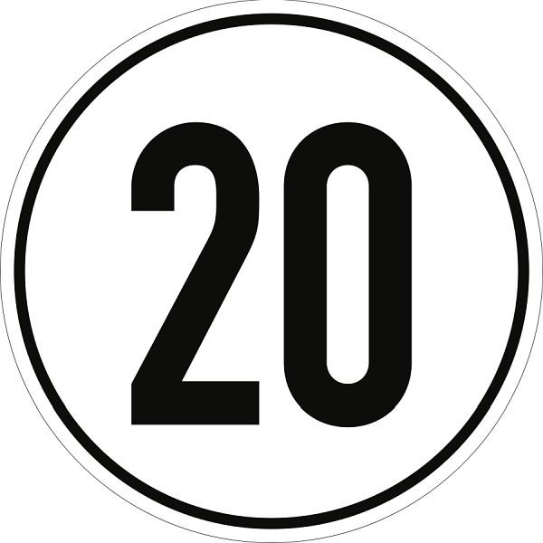 Moedel Geschwindigkeitsschild, 20 km/h, Aluminium, Ø 200 mm, 54263
