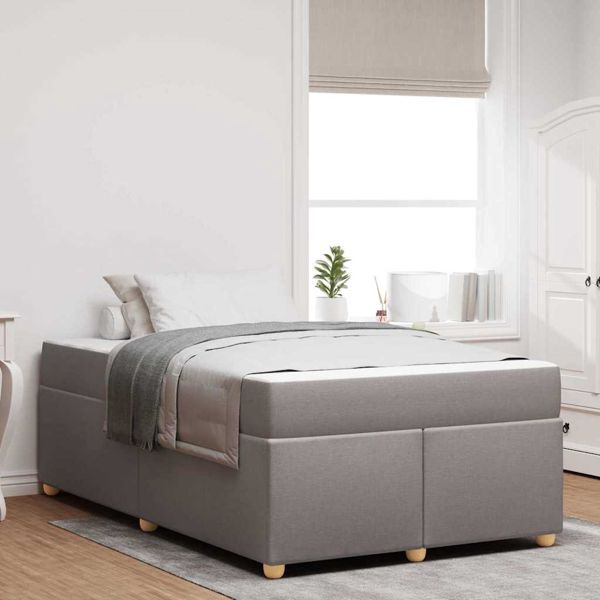 vidaXL Bettgestell mit Matratze Taupe 120 x 190 cm Stoff, 3399346