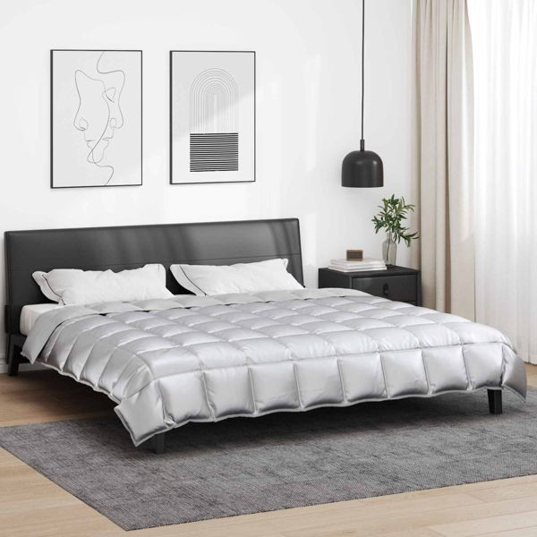 vidaXL Winterbettdecke Silber 220 x 260 cm Satin und Mikrofaser, 42025870
