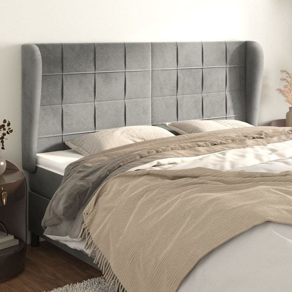 vidaXL Kopfteil mit Ohren Hellgrau 183x23x118/128 cm Samt, 3118016